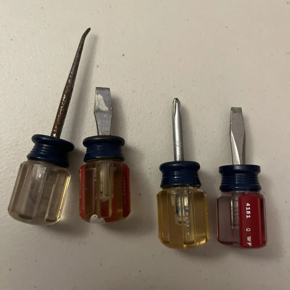 Vtg Set of 4 Craftsman Flathead Screwdriver Blue & Red Translucent Made USA‎